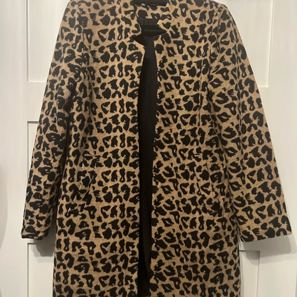 Lulus Feline Fantastic Tan Leopard Print Coat size L